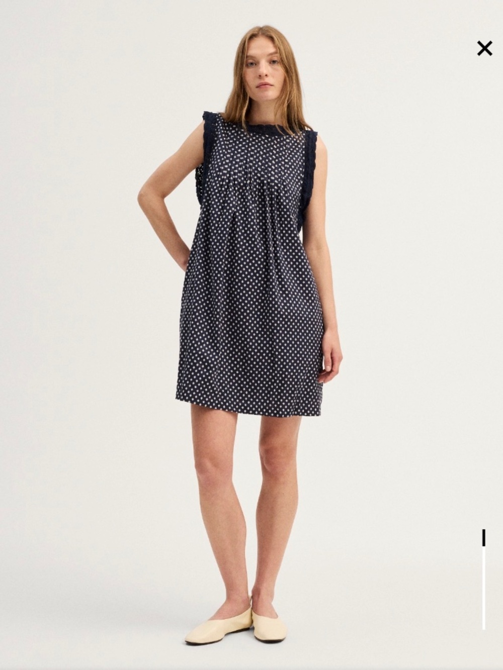 Crochet-Trim Boatneck Mini Dress